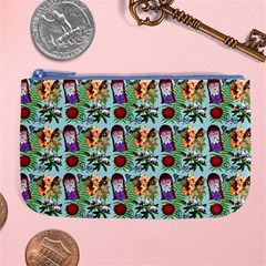 Purple Glasses Girl Pattern Blue Large Coin Purse by snowwhitegirl