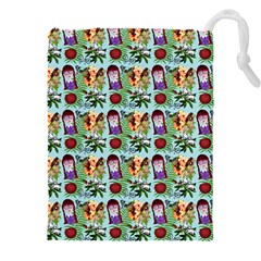 Purple Glasses Girl Pattern Blue Drawstring Pouch (5xl)