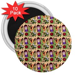 Purple Glasses Girl Pattern Peach 3  Magnets (10 Pack)  by snowwhitegirl