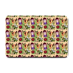 Purple Glasses Girl Pattern Peach Small Doormat  by snowwhitegirl