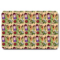 Purple Glasses Girl Pattern Peach Large Doormat  by snowwhitegirl