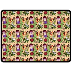 Purple Glasses Girl Pattern Peach Fleece Blanket (large)  by snowwhitegirl