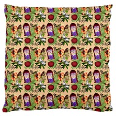 Purple Glasses Girl Pattern Peach Large Cushion Case (two Sides) by snowwhitegirl