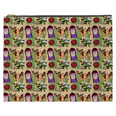 Purple Glasses Girl Pattern Peach Cosmetic Bag (xxxl) by snowwhitegirl