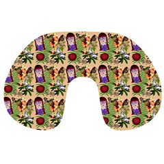 Purple Glasses Girl Pattern Peach Travel Neck Pillow by snowwhitegirl