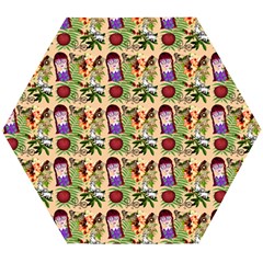 Purple Glasses Girl Pattern Peach Wooden Puzzle Hexagon by snowwhitegirl