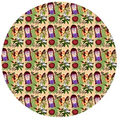 Purple Glasses Girl Pattern Peach Wooden Bottle Opener (round) by snowwhitegirl