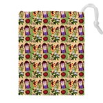 Purple Glasses Girl Pattern Peach Drawstring Pouch (4XL) Front