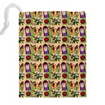 Purple Glasses Girl Pattern Peach Drawstring Pouch (4XL) Back