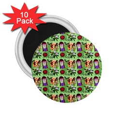 Purple Glasses Girl Pattern Green 2 25  Magnets (10 Pack)  by snowwhitegirl