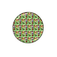 Purple Glasses Girl Pattern Green Hat Clip Ball Marker (4 Pack)