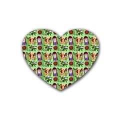 Purple Glasses Girl Pattern Green Rubber Coaster (heart)  by snowwhitegirl