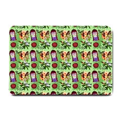 Purple Glasses Girl Pattern Green Small Doormat  by snowwhitegirl