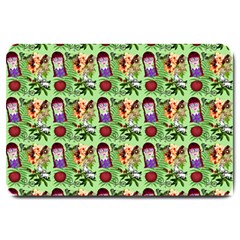 Purple Glasses Girl Pattern Green Large Doormat  by snowwhitegirl