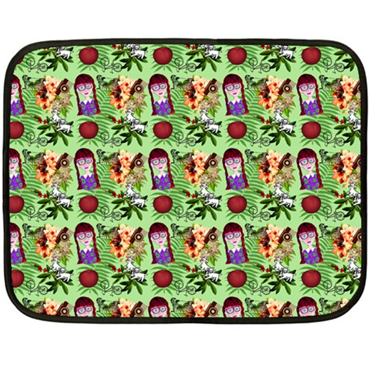 Purple Glasses Girl Pattern Green Double Sided Fleece Blanket (Mini) 