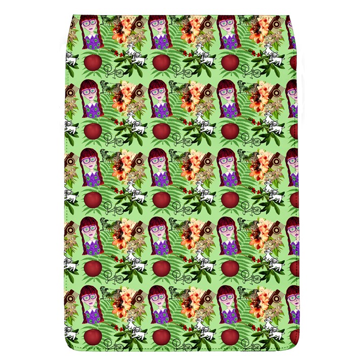 Purple Glasses Girl Pattern Green Removable Flap Cover (L)