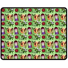 Purple Glasses Girl Pattern Green Double Sided Fleece Blanket (medium)  by snowwhitegirl