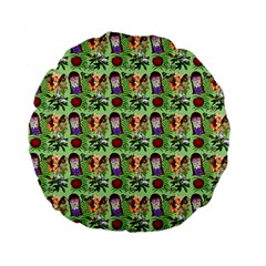 Purple Glasses Girl Pattern Green Standard 15  Premium Flano Round Cushions by snowwhitegirl