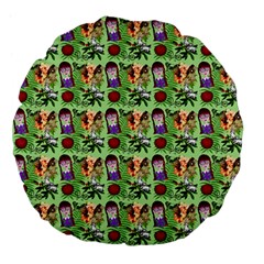 Purple Glasses Girl Pattern Green Large 18  Premium Flano Round Cushions by snowwhitegirl