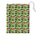 Purple Glasses Girl Pattern Green Drawstring Pouch (4XL) Front