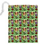 Purple Glasses Girl Pattern Green Drawstring Pouch (4XL) Back