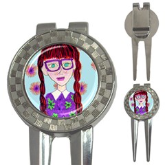 Purple Glasses Girl Wall 3-in-1 Golf Divots by snowwhitegirl