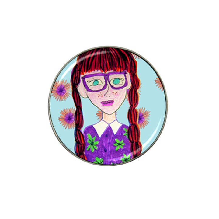 Purple Glasses Girl Wall Hat Clip Ball Marker (4 pack)