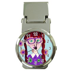 Purple Glasses Girl Wall Money Clip Watches by snowwhitegirl