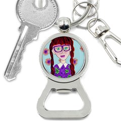 Purple Glasses Girl Wall Bottle Opener Key Chain by snowwhitegirl