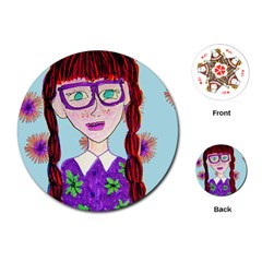 Purple Glasses Girl Wall Playing Cards Single Design (round) by snowwhitegirl