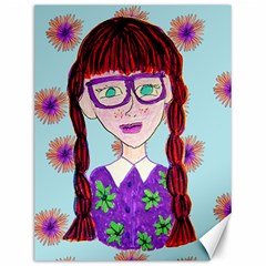 Purple Glasses Girl Wall Canvas 12  x 16 