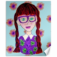 Purple Glasses Girl Wall Canvas 16  X 20  by snowwhitegirl