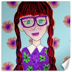 Purple Glasses Girl Wall Canvas 20  X 20  by snowwhitegirl