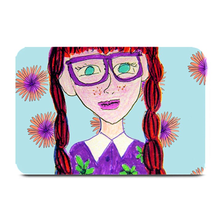 Purple Glasses Girl Wall Plate Mats