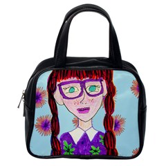 Purple Glasses Girl Wall Classic Handbag (one Side) by snowwhitegirl