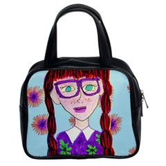 Purple Glasses Girl Wall Classic Handbag (two Sides) by snowwhitegirl