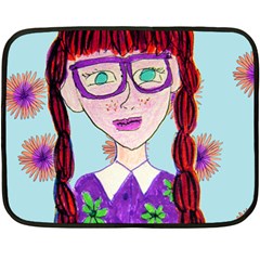 Purple Glasses Girl Wall Double Sided Fleece Blanket (mini)  by snowwhitegirl