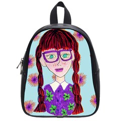 Purple Glasses Girl Wall School Bag (small) by snowwhitegirl