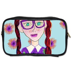 Purple Glasses Girl Wall Toiletries Bag (two Sides) by snowwhitegirl