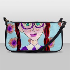 Purple Glasses Girl Wall Shoulder Clutch Bag