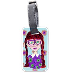 Purple Glasses Girl Wall Luggage Tag (one Side) by snowwhitegirl