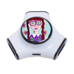 Purple Glasses Girl Wall 3-port Usb Hub by snowwhitegirl