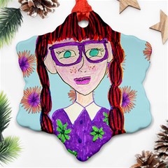 Purple Glasses Girl Wall Snowflake Ornament (two Sides) by snowwhitegirl