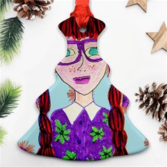 Purple Glasses Girl Wall Christmas Tree Ornament (two Sides) by snowwhitegirl