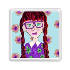 Purple Glasses Girl Wall Memory Card Reader (square) by snowwhitegirl