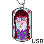 Purple Glasses Girl Wall Dog Tag USB Flash (One Side) Front