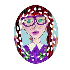 Purple Glasses Girl Wall Oval Filigree Ornament (two Sides) by snowwhitegirl