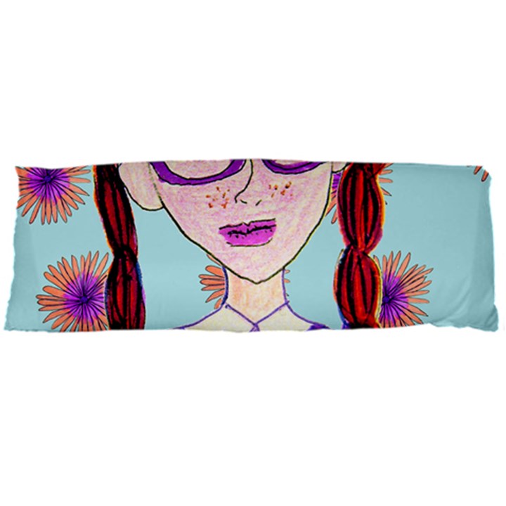 Purple Glasses Girl Wall Body Pillow Case Dakimakura (Two Sides)