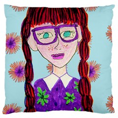 Purple Glasses Girl Wall Large Cushion Case (two Sides) by snowwhitegirl