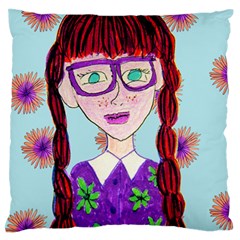 Purple Glasses Girl Wall Standard Flano Cushion Case (One Side)